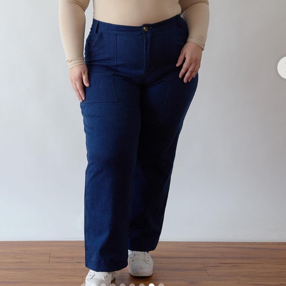 Free Label Stevie Pant Jean in Dark Denim Wide Leg High Waist 2X Made in Canada